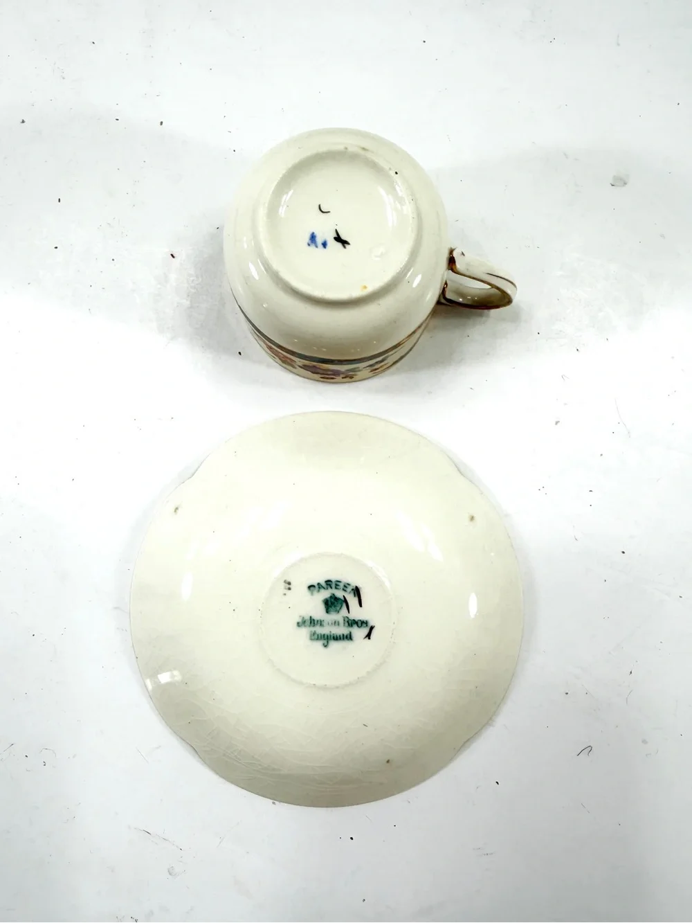 Antique 1920s Pareek Johnson Bros Belgravia England Tea Cup and Saucer Set